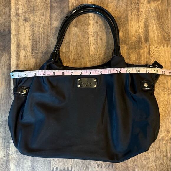 Kate Spade Bridgette Stevie Nylon Zippered Shoulder Bag Handbag Black Polka Dots - Picture 13 of 15